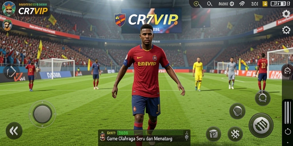 Screenshot utama CR7VIP menampilkan aksi seru dalam pertandingan olahraga.
