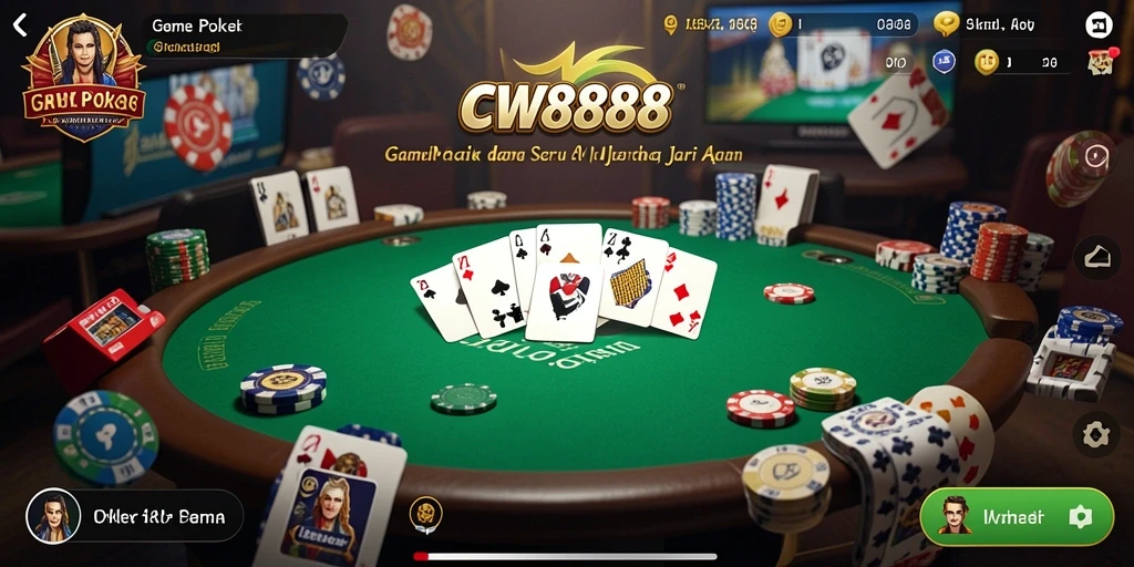 Screenshot gameplay Poker dari CW8888 yang menegangkan.