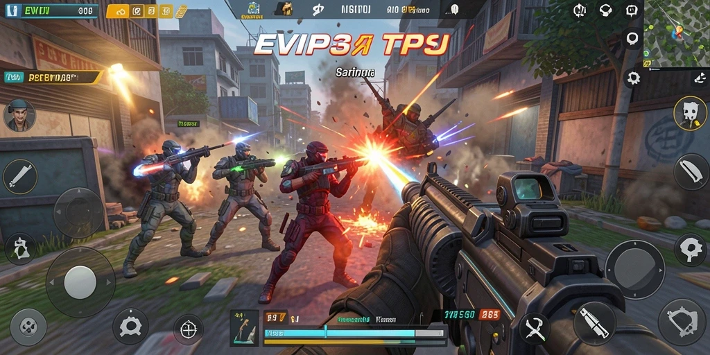 Screenshot menampilkan aksi seru dalam gameplay TPS EVIP3.