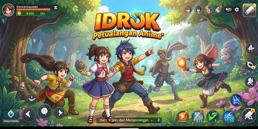 Tampilan gameplay IDROK dengan karakter Anime yang menarik dan pertarungan seru.