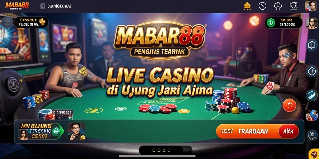 Tampilkan gameplay mendebarkan MABAR88 dengan dealer langsung.